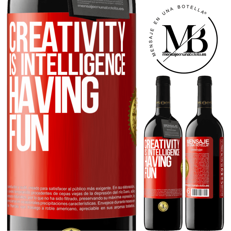 39,95 € Free Shipping | Red Wine RED Edition MBE Reserve Creativity is intelligence having fun Red Label. Customizable label Reserve 12 Months Harvest 2014 Tempranillo