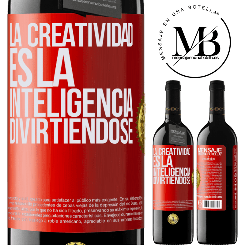 39,95 € Envío gratis | Vino Tinto Edición RED MBE Reserva La creatividad es la inteligencia divirtiéndose Etiqueta Roja. Etiqueta personalizable Reserva 12 Meses Cosecha 2014 Tempranillo