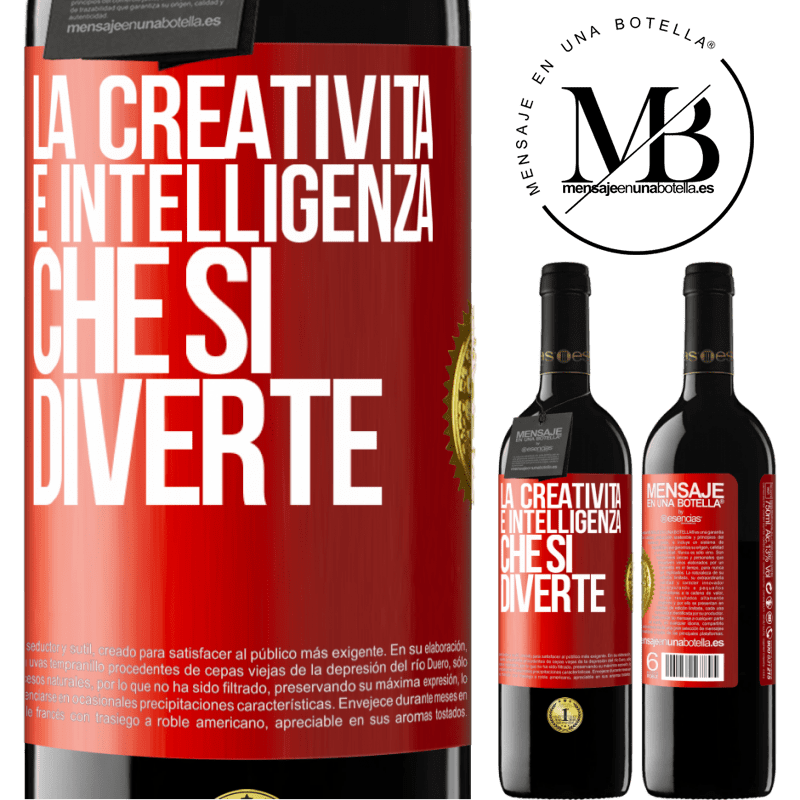 39,95 € Spedizione Gratuita | Vino rosso Edizione RED MBE Riserva La creatività è intelligenza che si diverte Etichetta Rossa. Etichetta personalizzabile Riserva 12 Mesi Raccogliere 2014 Tempranillo