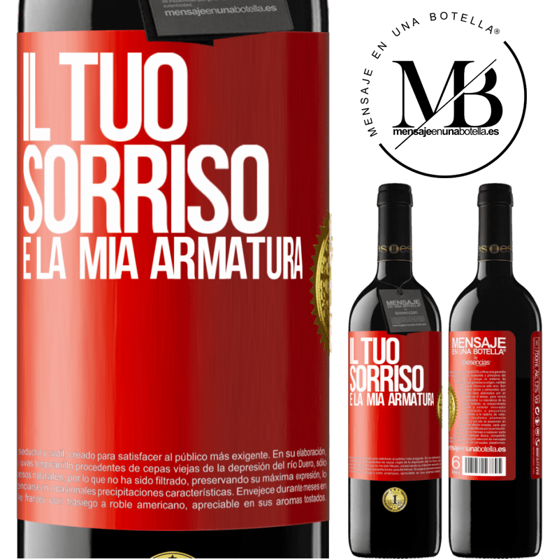 39,95 € Spedizione Gratuita | Vino rosso Edizione RED MBE Riserva Il tuo sorriso è la mia armatura Etichetta Rossa. Etichetta personalizzabile Riserva 12 Mesi Raccogliere 2015 Tempranillo