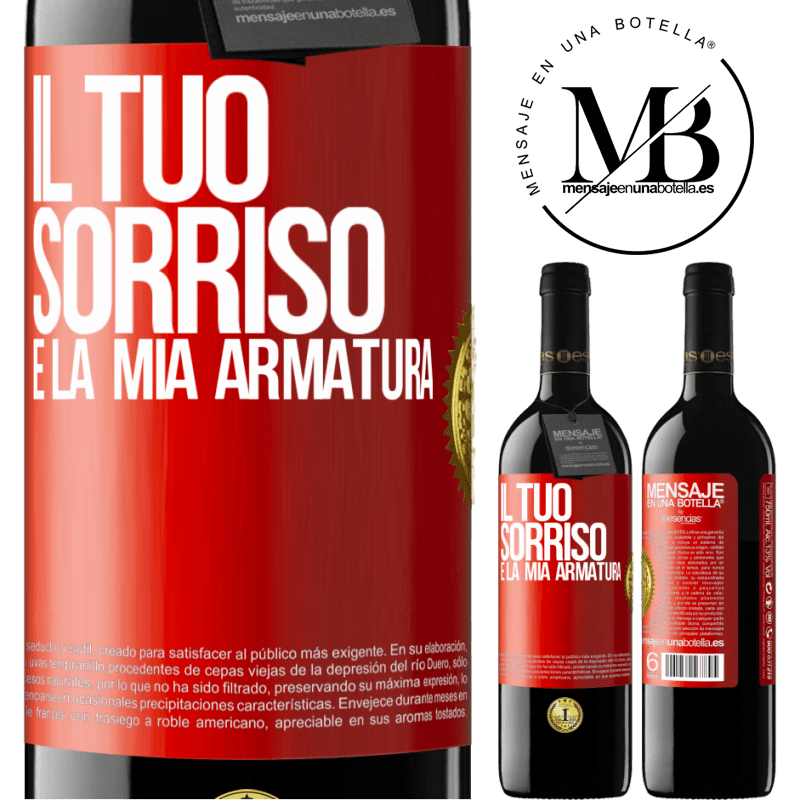 39,95 € Spedizione Gratuita | Vino rosso Edizione RED MBE Riserva Il tuo sorriso è la mia armatura Etichetta Rossa. Etichetta personalizzabile Riserva 12 Mesi Raccogliere 2016 Tempranillo