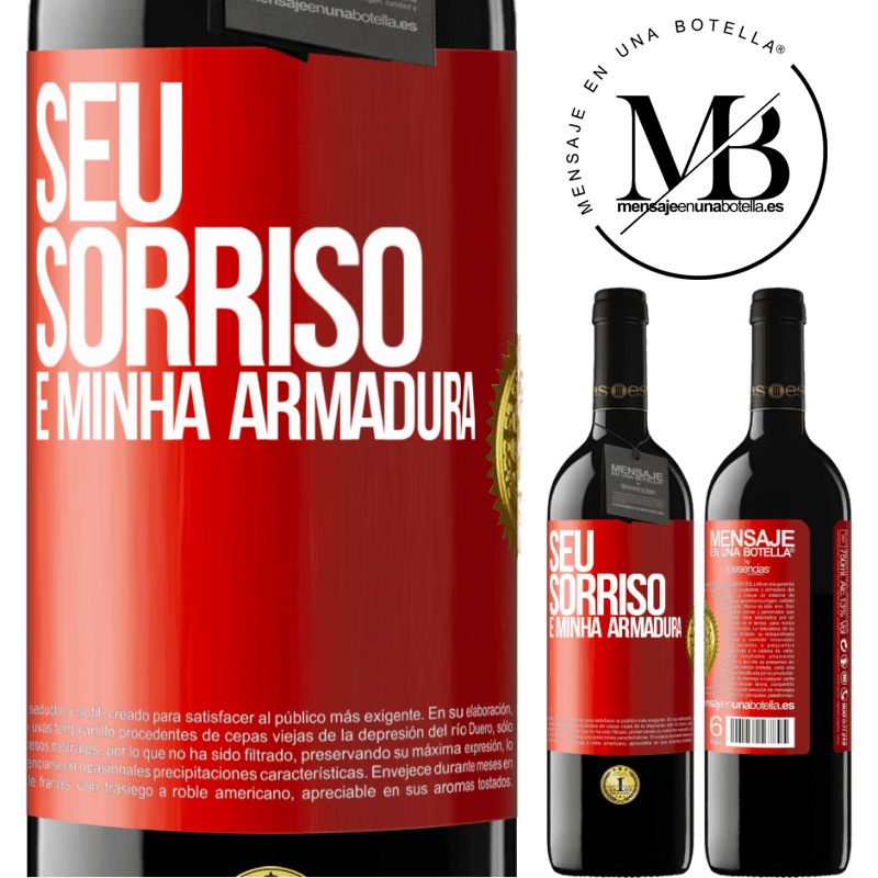 39,95 € Envio grátis | Vinho tinto Edição RED MBE Reserva Seu sorriso é minha armadura Etiqueta Vermelha. Etiqueta personalizável Reserva 12 Meses Colheita 2015 Tempranillo