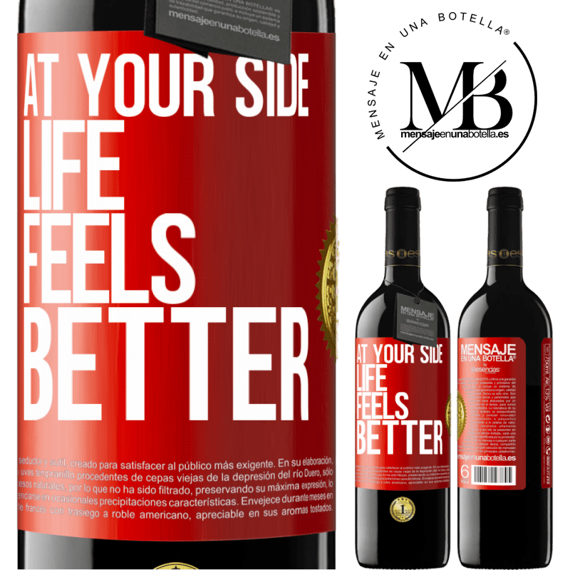24,95 € Free Shipping | Red Wine RED Edition Crianza 6 Months At your side life feels better Red Label. Customizable label Aging in oak barrels 6 Months Harvest 2019 Tempranillo