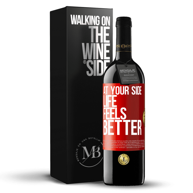 29,95 € Free Shipping | Red Wine RED Edition Crianza 6 Months At your side life feels better Red Label. Customizable label Aging in oak barrels 6 Months Harvest 2019 Tempranillo