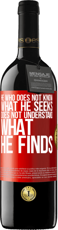 39,95 € Free Shipping | Red Wine RED Edition MBE Reserve He who does not know what he seeks, does not understand what he finds Red Label. Customizable label Reserve 12 Months Harvest 2016 Tempranillo