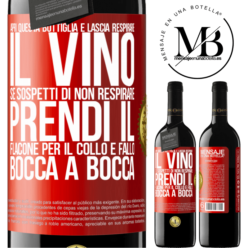 39,95 € Spedizione Gratuita | Vino rosso Edizione RED MBE Riserva Apri questa bottiglia e lascia respirare il vino. Se sospetti di non respirare, prendi il flacone per il collo e fallo bocca Etichetta Rossa. Etichetta personalizzabile Riserva 12 Mesi Raccogliere 2014 Tempranillo