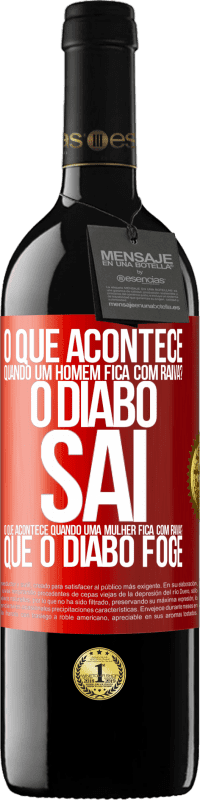 39,95 € | Vinho tinto Edição RED MBE Reserva o que acontece quando um homem fica com raiva? O diabo sai. O que acontece quando uma mulher fica com raiva? Que o diabo foge Etiqueta Vermelha. Etiqueta personalizável Reserva 12 Meses Colheita 2015 Tempranillo