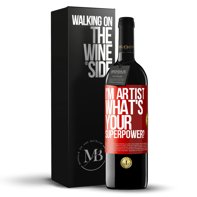 39,95 € Spedizione Gratuita | Vino rosso Edizione RED MBE Riserva I'm artist. What's your superpower? Etichetta Rossa. Etichetta personalizzabile Riserva 12 Mesi Raccogliere 2016 Tempranillo