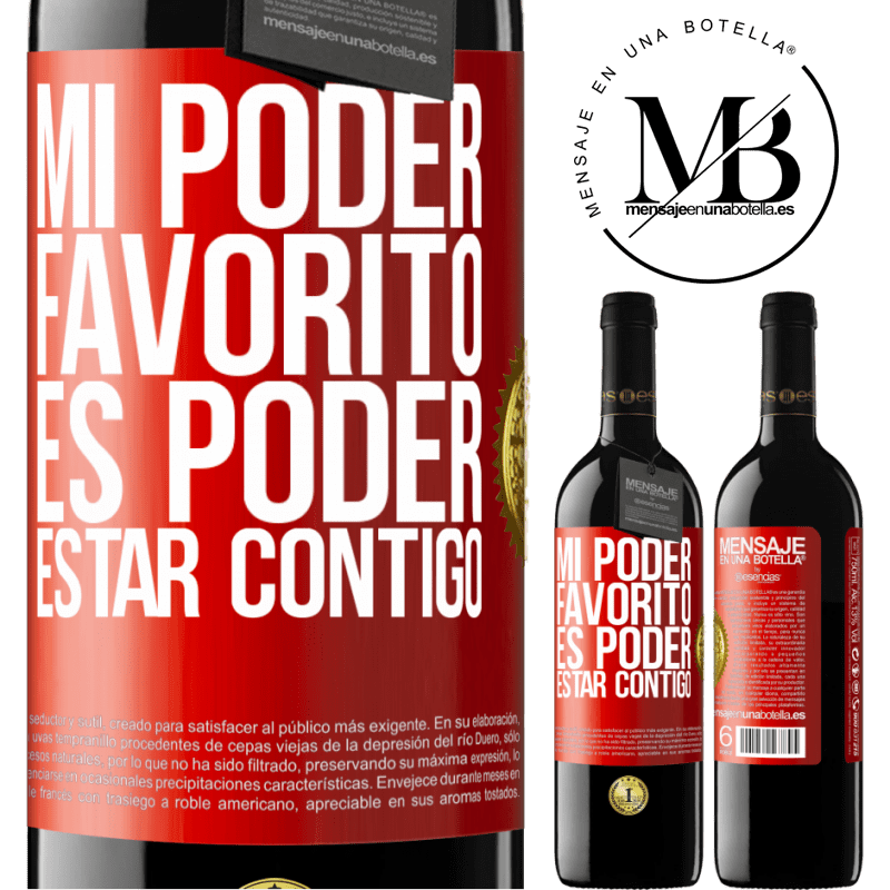 39,95 € Envío gratis | Vino Tinto Edición RED MBE Reserva Mi poder favorito es poder estar contigo Etiqueta Roja. Etiqueta personalizable Reserva 12 Meses Cosecha 2014 Tempranillo