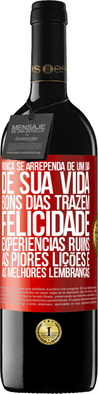 Envio grátis | Vinho tinto Edição RED MBE Reserva Nunca se arrependa de um dia de sua vida. Bons dias trazem felicidade, experiências ruins, as piores lições e as melhores Etiqueta Vermelha. Etiqueta personalizável Reserva 12 Meses Colheita 2014 Tempranillo