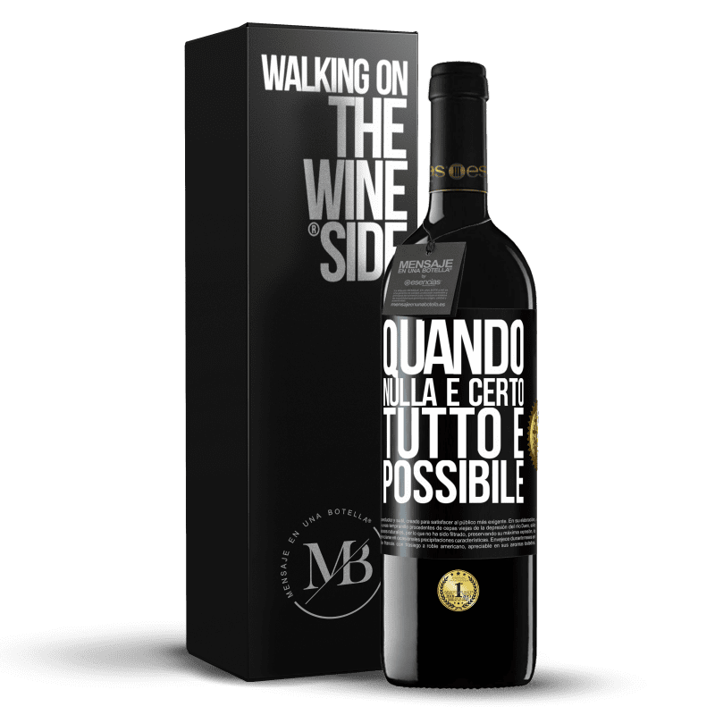 39,95 € Spedizione Gratuita | Vino rosso Edizione RED MBE Riserva Quando nulla è certo, tutto è possibile Etichetta Nera. Etichetta personalizzabile Riserva 12 Mesi Raccogliere 2016 Tempranillo