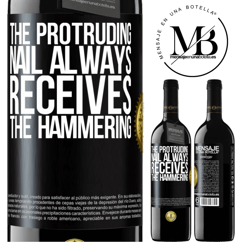 24,95 € Free Shipping | Red Wine RED Edition Crianza 6 Months The protruding nail always receives the hammering Black Label. Customizable label Aging in oak barrels 6 Months Harvest 2019 Tempranillo