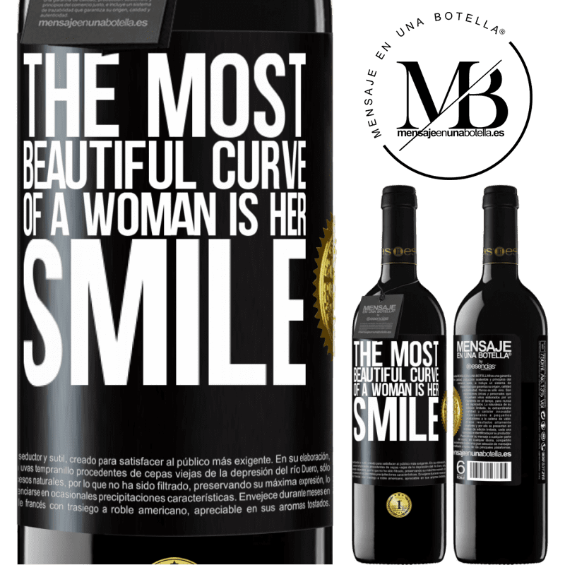 39,95 € Free Shipping | Red Wine RED Edition MBE Reserve The most beautiful curve of a woman is her smile Black Label. Customizable label Reserve 12 Months Harvest 2016 Tempranillo