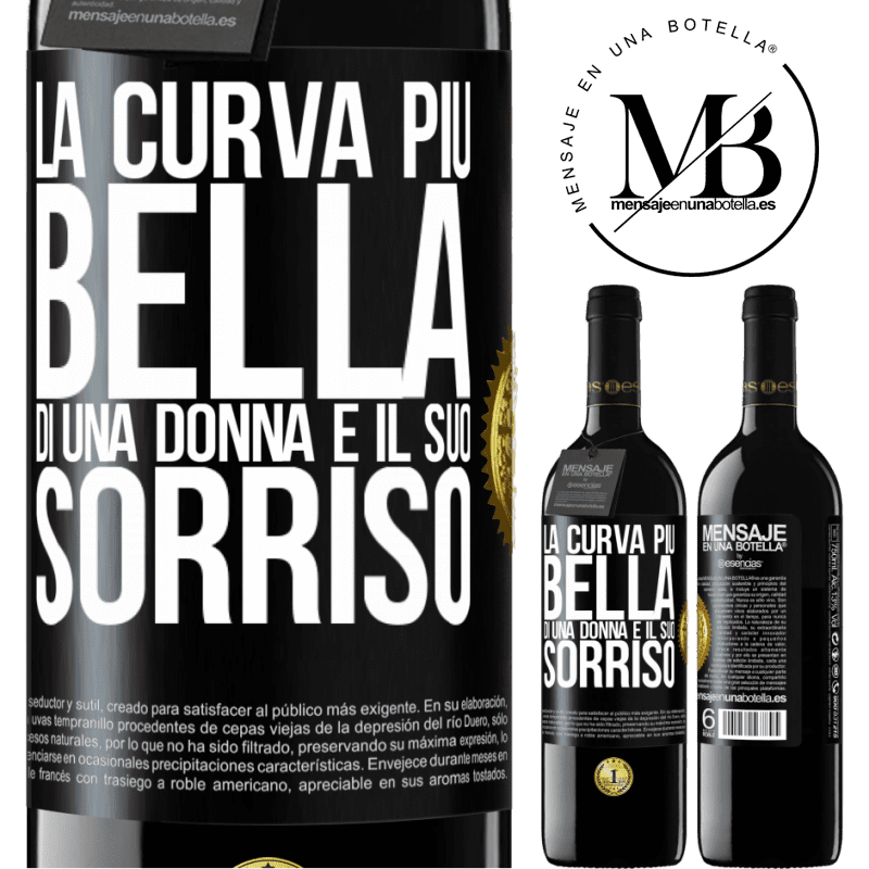 39,95 € Spedizione Gratuita | Vino rosso Edizione RED MBE Riserva La curva più bella di una donna è il suo sorriso Etichetta Nera. Etichetta personalizzabile Riserva 12 Mesi Raccogliere 2015 Tempranillo