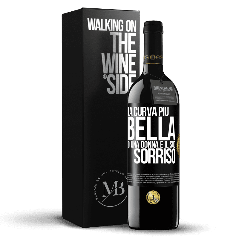 39,95 € Spedizione Gratuita | Vino rosso Edizione RED MBE Riserva La curva più bella di una donna è il suo sorriso Etichetta Nera. Etichetta personalizzabile Riserva 12 Mesi Raccogliere 2015 Tempranillo