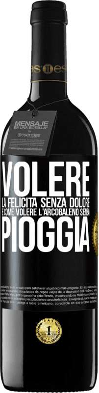 39,95 € | Vino rosso Edizione RED MBE Riserva Volere la felicità senza dolore è come volere l'arcobaleno senza pioggia Etichetta Nera. Etichetta personalizzabile Riserva 12 Mesi Raccogliere 2015 Tempranillo