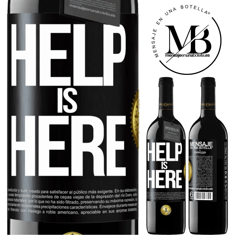 39,95 € Envío gratis | Vino Tinto Edición RED MBE Reserva Help is Here Etiqueta Negra. Etiqueta personalizable Reserva 12 Meses Cosecha 2015 Tempranillo