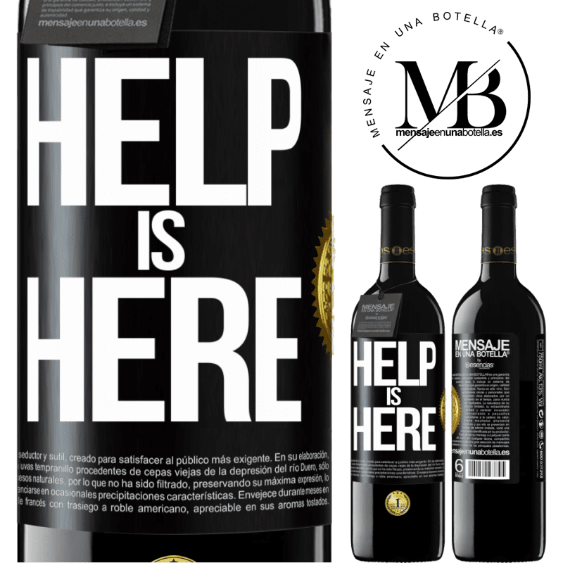 39,95 € Spedizione Gratuita | Vino rosso Edizione RED MBE Riserva Help is Here Etichetta Nera. Etichetta personalizzabile Riserva 12 Mesi Raccogliere 2015 Tempranillo