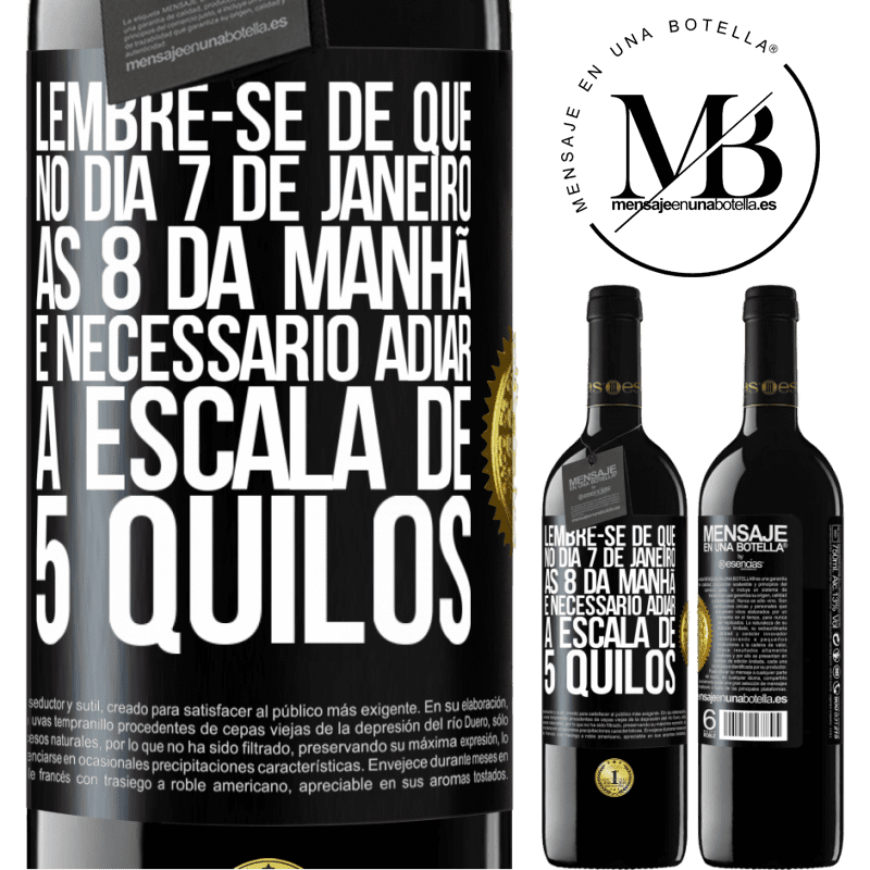 39,95 € Envio grátis | Vinho tinto Edição RED MBE Reserva Lembre-se de que, no dia 7 de janeiro, às 8 da manhã, é necessário adiar a escala de 5 quilos Etiqueta Preta. Etiqueta personalizável Reserva 12 Meses Colheita 2014 Tempranillo