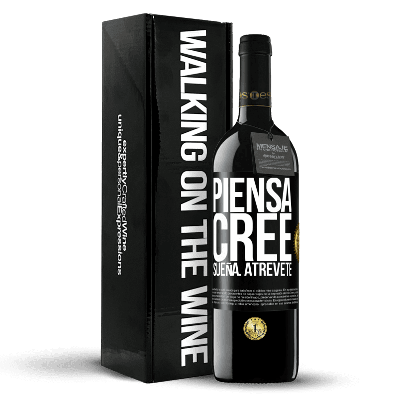 39,95 € Envío gratis | Vino Tinto Edición RED MBE Reserva Piensa. Cree. Sueña. Atrévete Etiqueta Negra. Etiqueta personalizable Reserva 12 Meses Cosecha 2015 Tempranillo