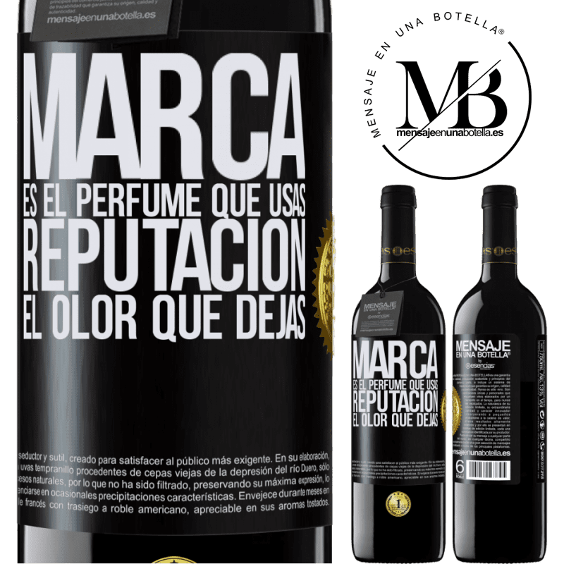 39,95 € Envío gratis | Vino Tinto Edición RED MBE Reserva Marca es el perfume que usas. Reputación, el olor que dejas Etiqueta Negra. Etiqueta personalizable Reserva 12 Meses Cosecha 2016 Tempranillo