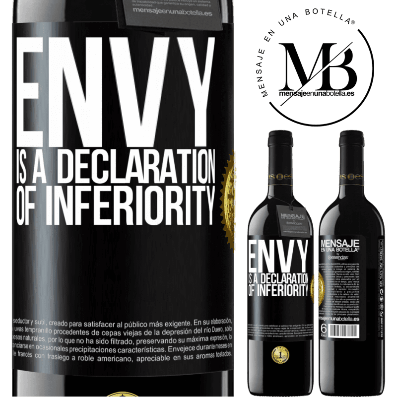 24,95 € Free Shipping | Red Wine RED Edition Crianza 6 Months Envy is a declaration of inferiority Black Label. Customizable label Aging in oak barrels 6 Months Harvest 2019 Tempranillo