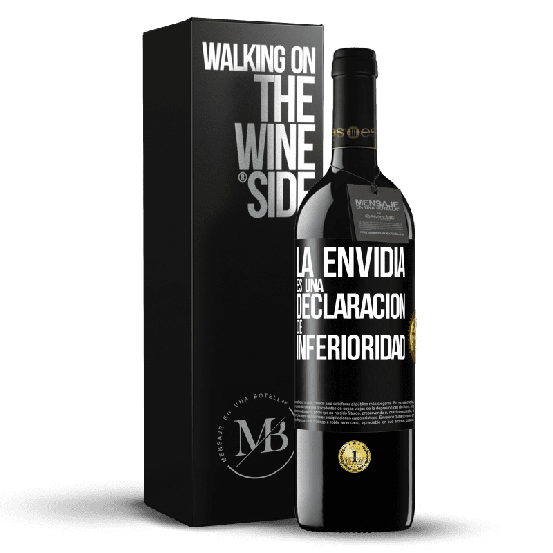 39,95 € Envío gratis | Vino Tinto Edición RED MBE Reserva La envidia es una declaración de inferioridad Etiqueta Negra. Etiqueta personalizable Reserva 12 Meses Cosecha 2015 Tempranillo