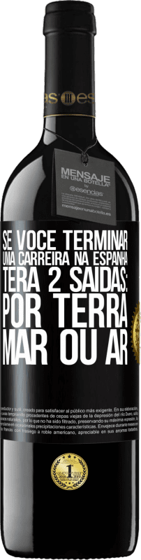 39,95 € | Vinho tinto Edição RED MBE Reserva Se você terminar uma corrida na Espanha, terá 3 partidas: por terra, mar ou ar Etiqueta Preta. Etiqueta personalizável Reserva 12 Meses Colheita 2015 Tempranillo