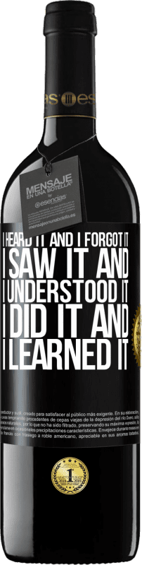 «I heard it and I forgot it, I saw it and I understood it, I did it and I learned it» RED Edition MBE Reserve