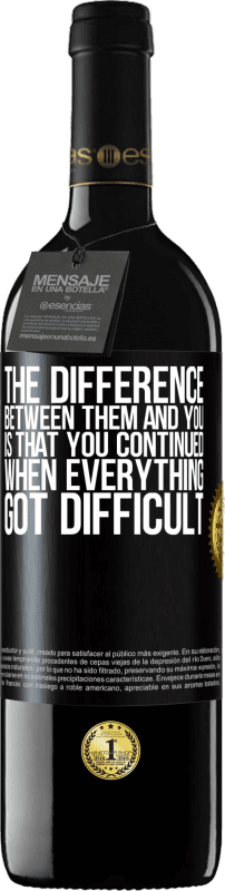 39,95 € | Red Wine RED Edition MBE Reserve The difference between them and you, is that you continued when everything got difficult Black Label. Customizable label Reserve 12 Months Harvest 2015 Tempranillo