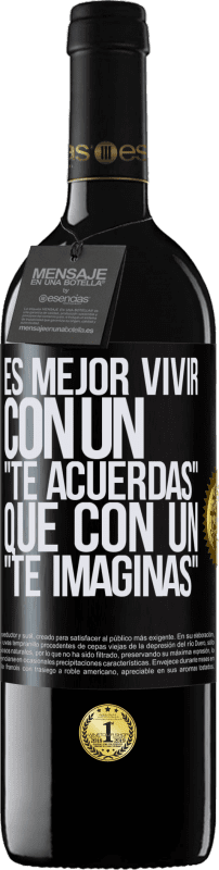 39,95 € | Vino Tinto Edición RED MBE Reserva Es mejor vivir con un Te acuerdas que con un Te imaginas Etiqueta Negra. Etiqueta personalizable Reserva 12 Meses Cosecha 2015 Tempranillo