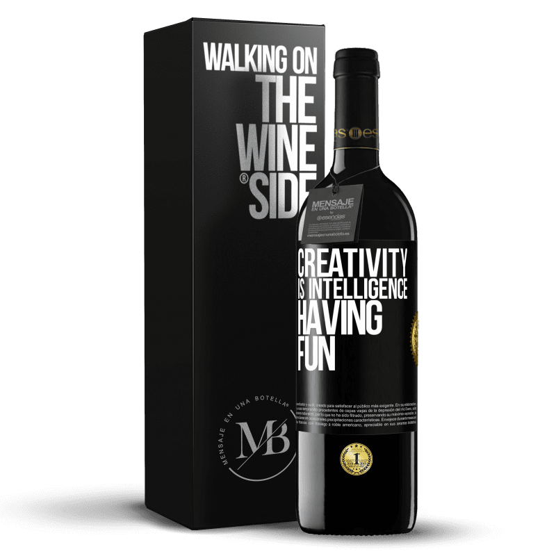39,95 € Free Shipping | Red Wine RED Edition MBE Reserve Creativity is intelligence having fun Black Label. Customizable label Reserve 12 Months Harvest 2014 Tempranillo