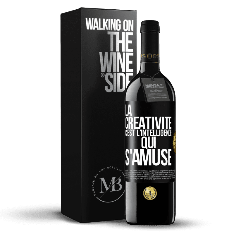 39,95 € Envoi gratuit | Vin rouge Édition RED MBE Réserve La créativité c'est l'intelligence qui s'amuse Étiquette Noire. Étiquette personnalisable Réserve 12 Mois Récolte 2015 Tempranillo