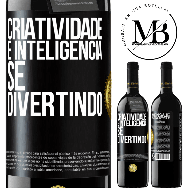 39,95 € Envio grátis | Vinho tinto Edição RED MBE Reserva Criatividade é inteligência se divertindo Etiqueta Preta. Etiqueta personalizável Reserva 12 Meses Colheita 2014 Tempranillo