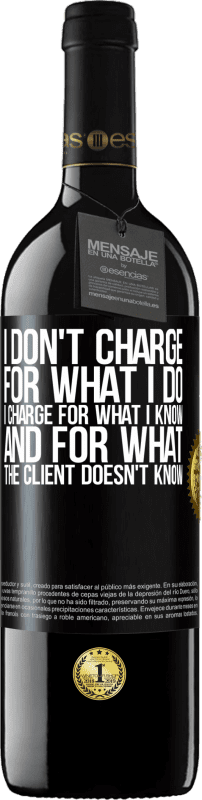 39,95 € | Red Wine RED Edition MBE Reserve I don't charge for what I do, I charge for what I know, and for what the client doesn't know Black Label. Customizable label Reserve 12 Months Harvest 2014 Tempranillo