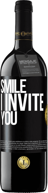 Free Shipping | Red Wine RED Edition MBE Reserve Smile I invite you Black Label. Customizable label Reserve 12 Months Harvest 2014 Tempranillo