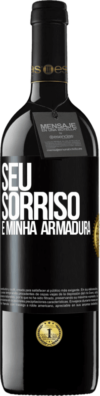 39,95 € | Vinho tinto Edição RED MBE Reserva Seu sorriso é minha armadura Etiqueta Preta. Etiqueta personalizável Reserva 12 Meses Colheita 2015 Tempranillo