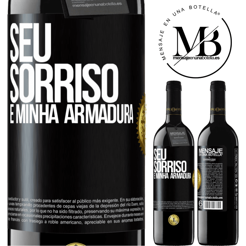 39,95 € Envio grátis | Vinho tinto Edição RED MBE Reserva Seu sorriso é minha armadura Etiqueta Preta. Etiqueta personalizável Reserva 12 Meses Colheita 2015 Tempranillo