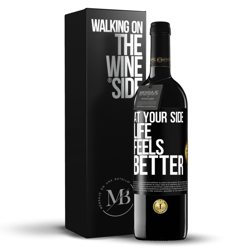 39,95 € Free Shipping | Red Wine RED Edition MBE Reserve At your side life feels better Black Label. Customizable label Reserve 12 Months Harvest 2014 Tempranillo
