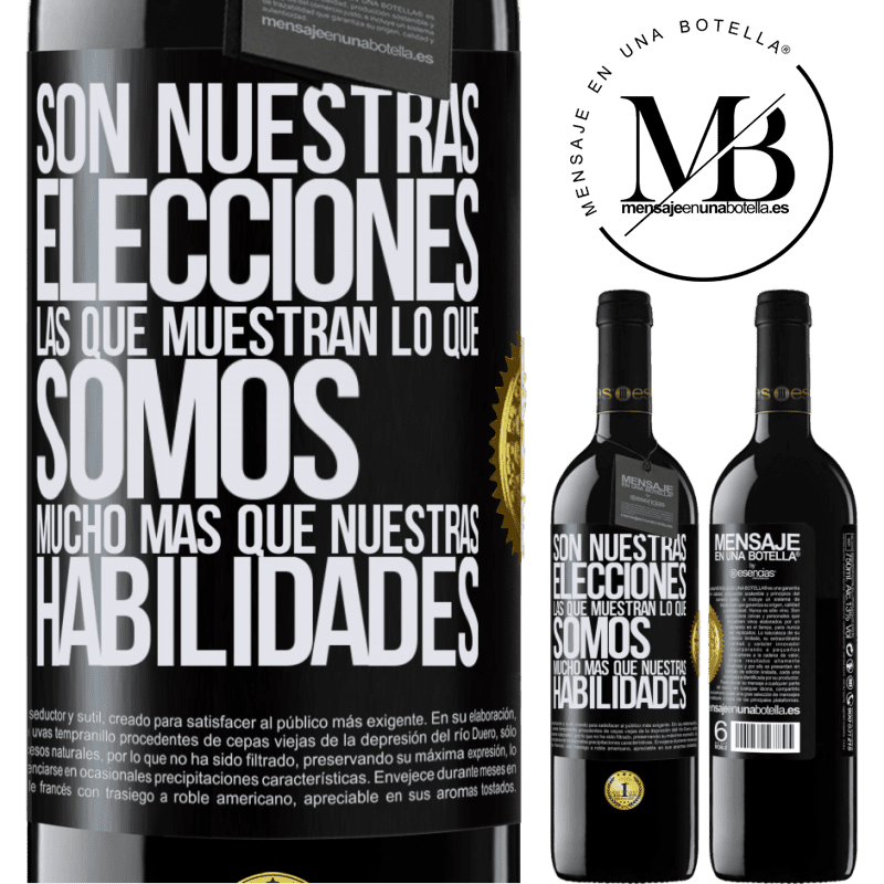 39,95 € Envío gratis | Vino Tinto Edición RED MBE Reserva Son nuestras elecciones las que muestran lo que somos, mucho más que nuestras habilidades Etiqueta Negra. Etiqueta personalizable Reserva 12 Meses Cosecha 2014 Tempranillo