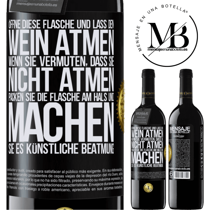 39,95 € Kostenloser Versand | Rotwein RED Ausgabe MBE Reserve Öffnen Sie diese Flasche und lassen Sie den Wein atmen. Wenn Sie vermuten, dass er nicht atmet, packen Sie die Flasche am Hals u Schwarzes Etikett. Anpassbares Etikett Reserve 12 Monate Ernte 2014 Tempranillo