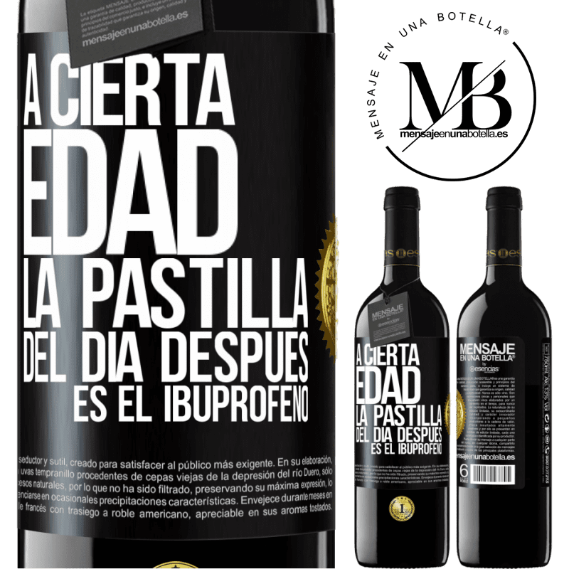 39,95 € Envío gratis | Vino Tinto Edición RED MBE Reserva A cierta edad, la pastilla del día después es el ibuprofeno Etiqueta Negra. Etiqueta personalizable Reserva 12 Meses Cosecha 2014 Tempranillo