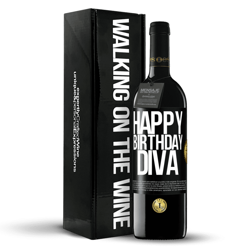 39,95 € Envío gratis | Vino Tinto Edición RED MBE Reserva Happy birthday Diva Etiqueta Negra. Etiqueta personalizable Reserva 12 Meses Cosecha 2016 Tempranillo