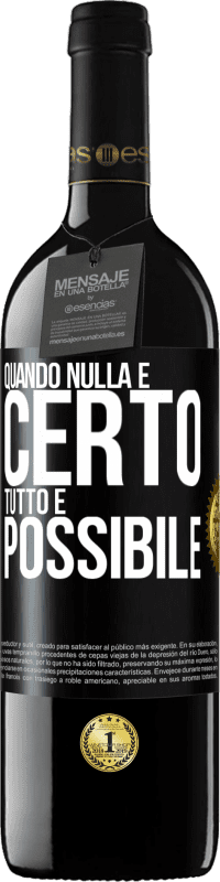 Spedizione Gratuita | Vino rosso Edizione RED MBE Riserva Quando nulla è certo, tutto è possibile Etichetta Nera. Etichetta personalizzabile Riserva 12 Mesi Raccogliere 2014 Tempranillo