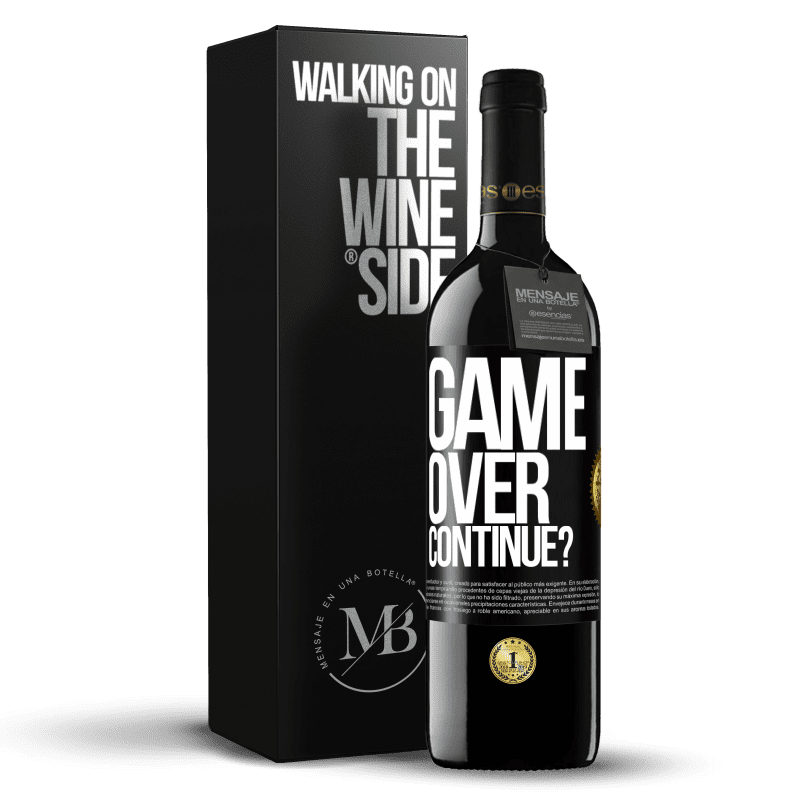 39,95 € Envío gratis | Vino Tinto Edición RED MBE Reserva GAME OVER. Continue? Etiqueta Negra. Etiqueta personalizable Reserva 12 Meses Cosecha 2015 Tempranillo