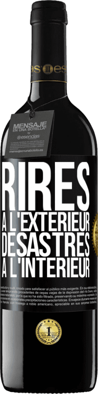 Envoi gratuit | Vin rouge Édition RED MBE Réserve Rires à l'extérieur, désastres à l'intérieur Étiquette Noire. Étiquette personnalisable Réserve 12 Mois Récolte 2014 Tempranillo