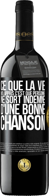 39,95 € | Vin rouge Édition RED MBE Réserve Ce que la vie m'a appris, c'est que personne ne sort indemne d'une bonne chanson Étiquette Noire. Étiquette personnalisable Réserve 12 Mois Récolte 2015 Tempranillo