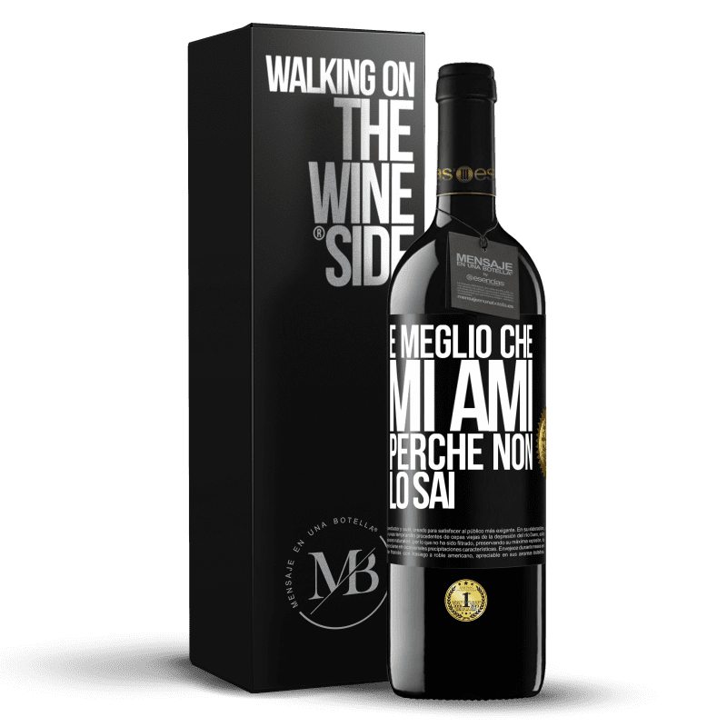 39,95 € Spedizione Gratuita | Vino rosso Edizione RED MBE Riserva È meglio che mi ami, perché non lo sai Etichetta Nera. Etichetta personalizzabile Riserva 12 Mesi Raccogliere 2014 Tempranillo