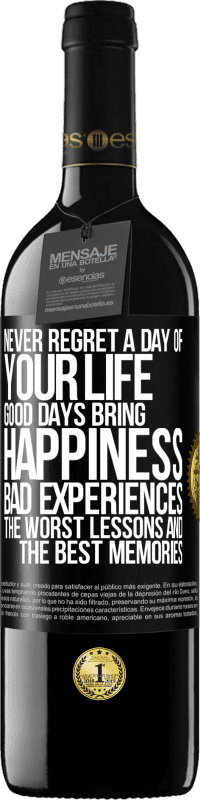«Never regret a day of your life. Good days bring happiness, bad experiences, the worst lessons and the best memories» RED Edition MBE Reserve
