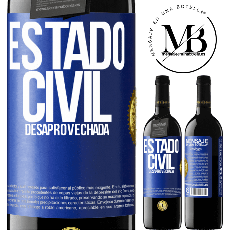 39,95 € Envío gratis | Vino Tinto Edición RED MBE Reserva Estado civil: desaprovechada Etiqueta Azul. Etiqueta personalizable Reserva 12 Meses Cosecha 2014 Tempranillo